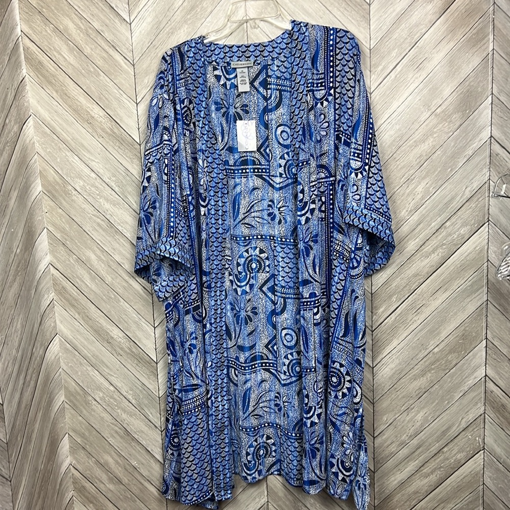 Catherines Womens BOHO Open Kimono Cardigan Cover Up 3X Semi-Sheer